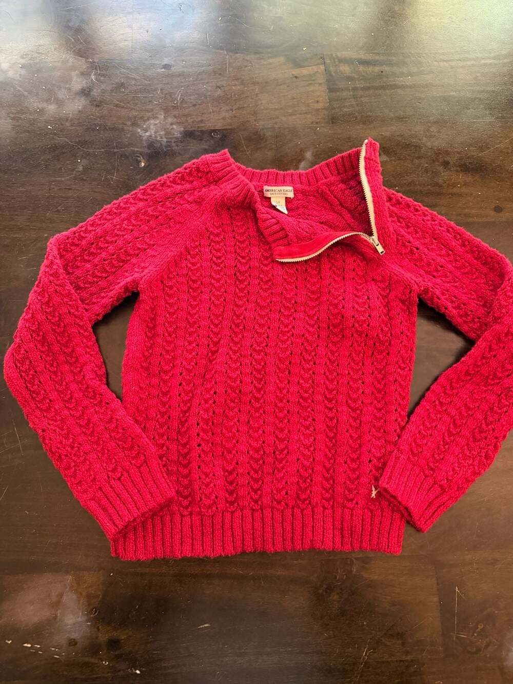 American Eagle Outfitters Red Knit Half-Zip Sweater, Size S/P